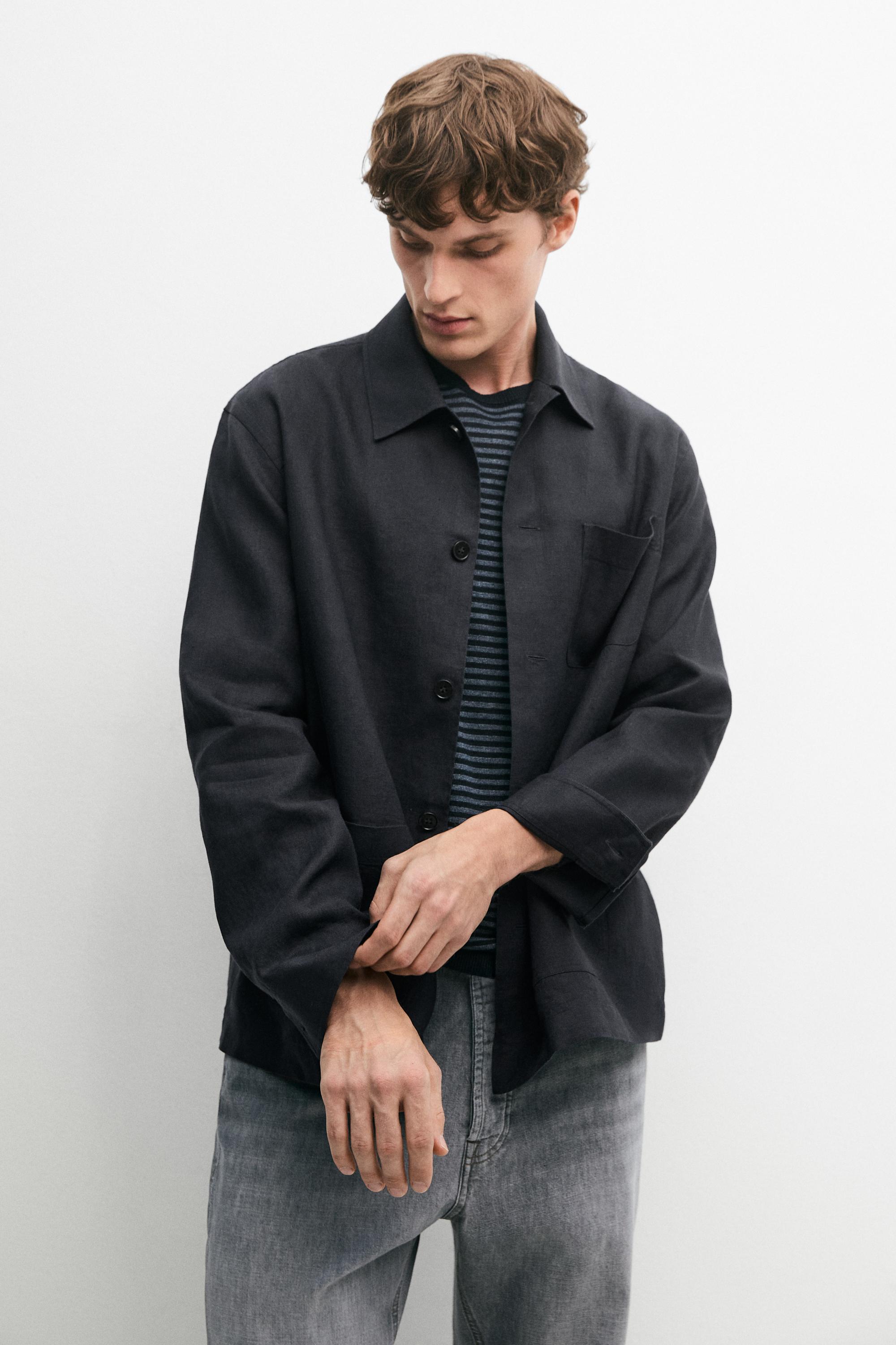 Total look linen overshirt with pocket details