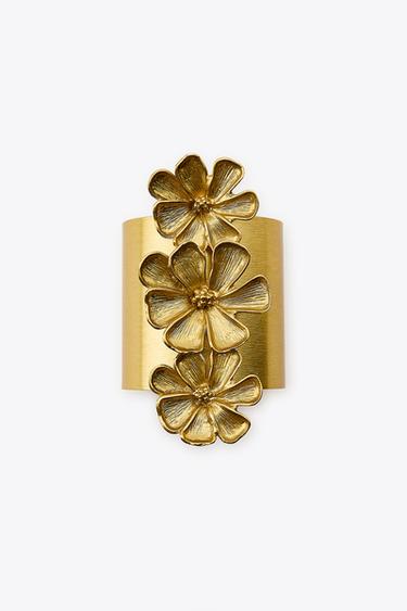 ТВЪРДА ГРИВНА С ФЛОРАЛНИ МОТИВИ - Златно от Zara