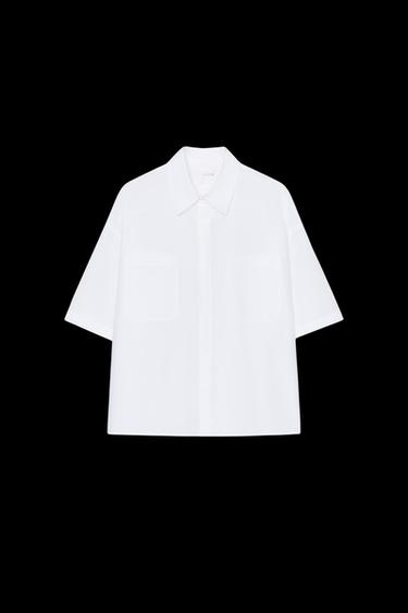 ZW COLLECTION CROP POPLIN SHIRT - White by Zara - Image 0