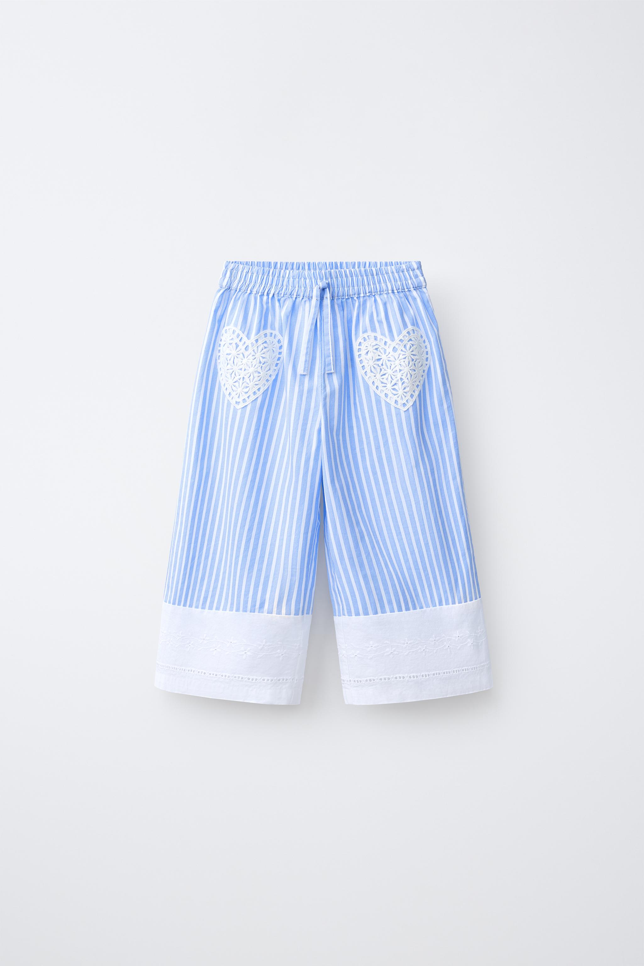 Детские брюки Zara CROCHET HEART STRIPED PANTS — фото 2