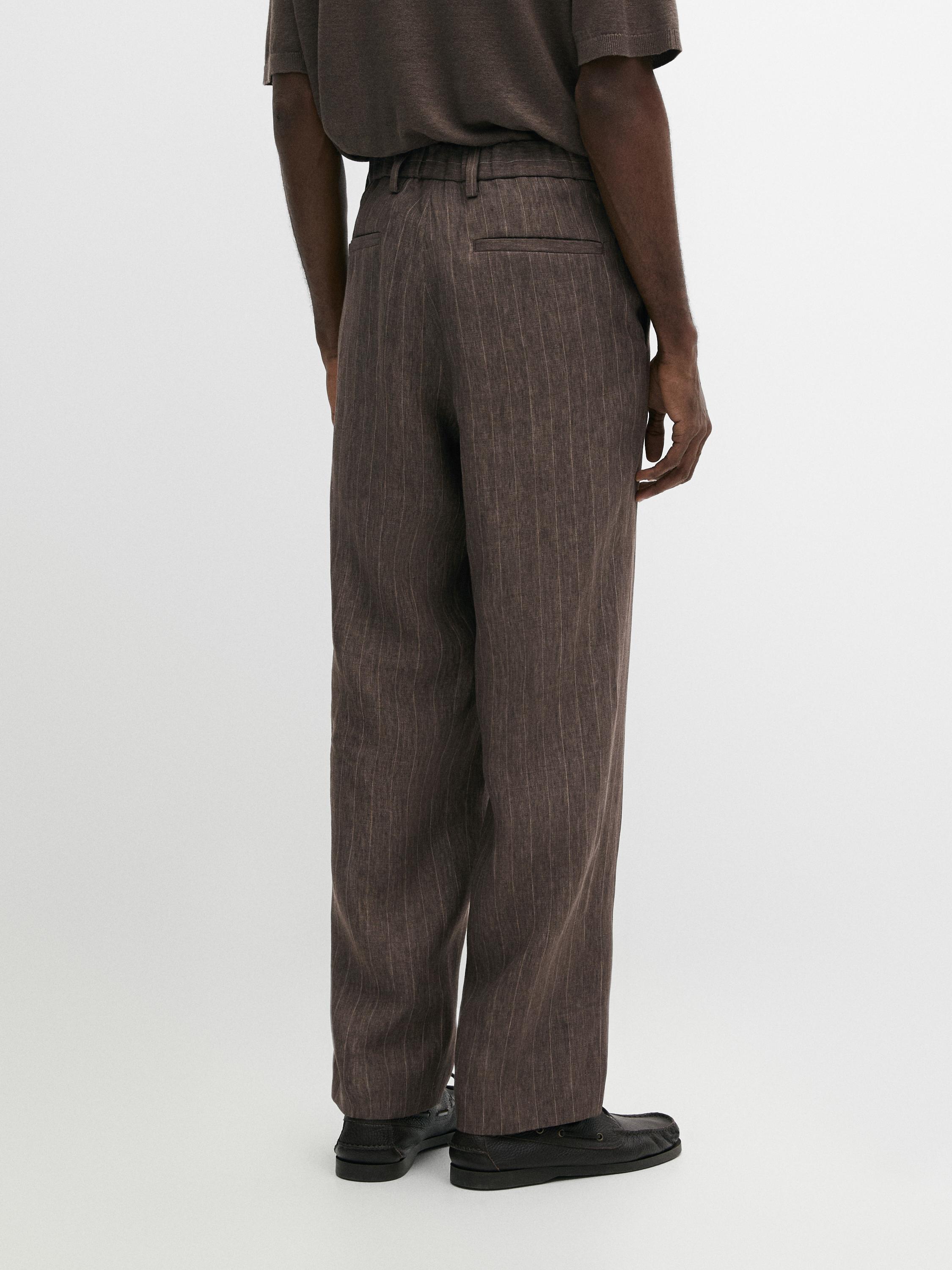 Striped linen trousers