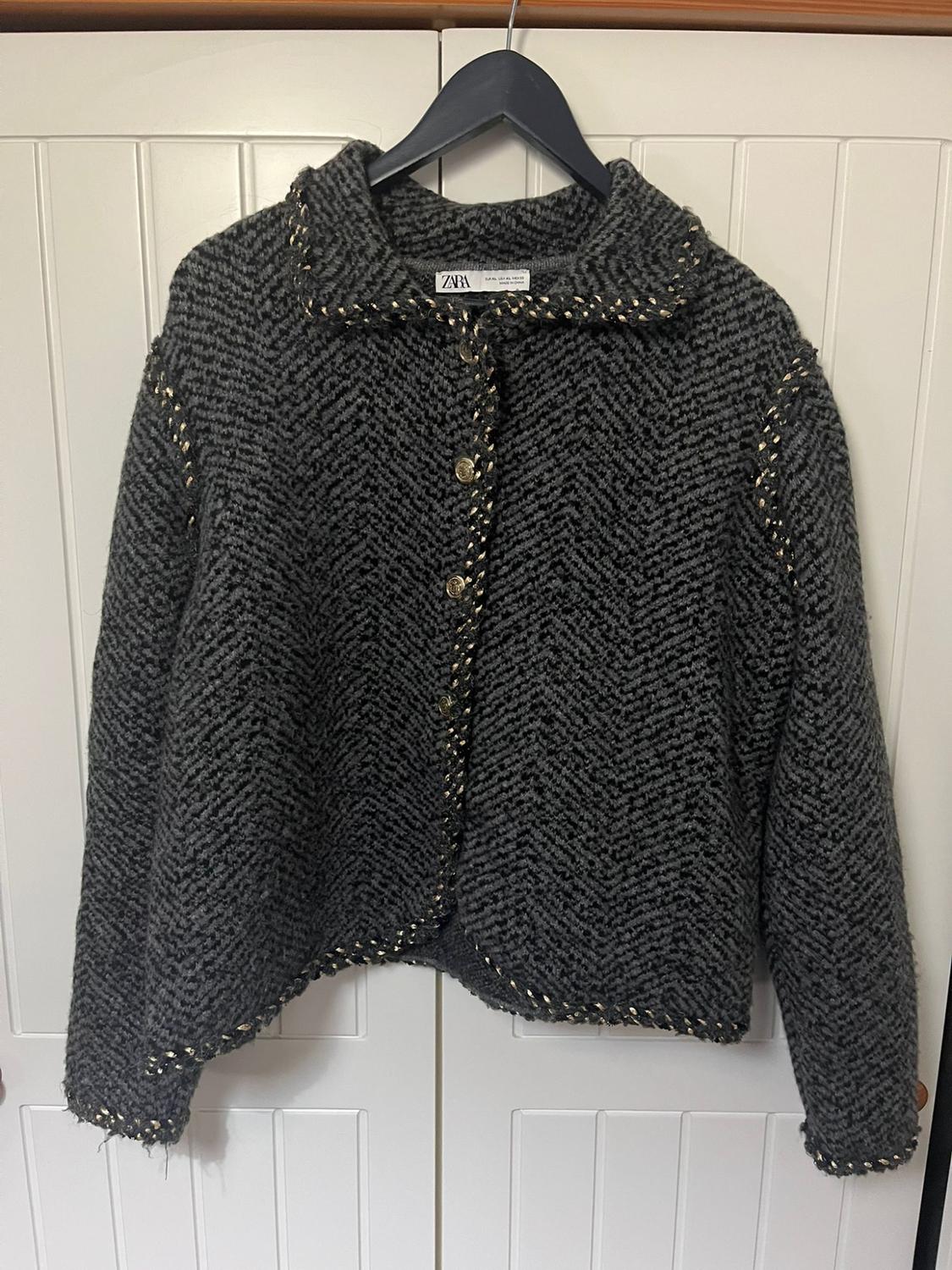 KNIT JACKET WITH BRAIDED TRIMS
