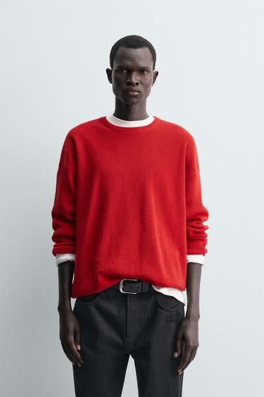 TRUI MET KATOENEN STRUCTUUR - Rood van Zara