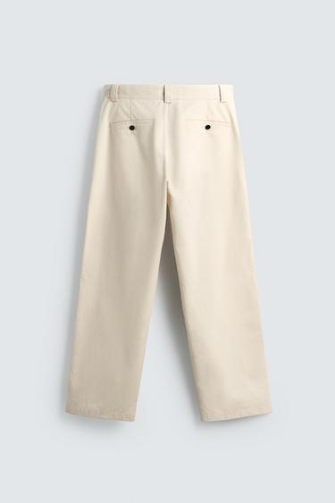 EMBROIDERED STRIPE TROUSERS - Ecru by Zara - Image 6