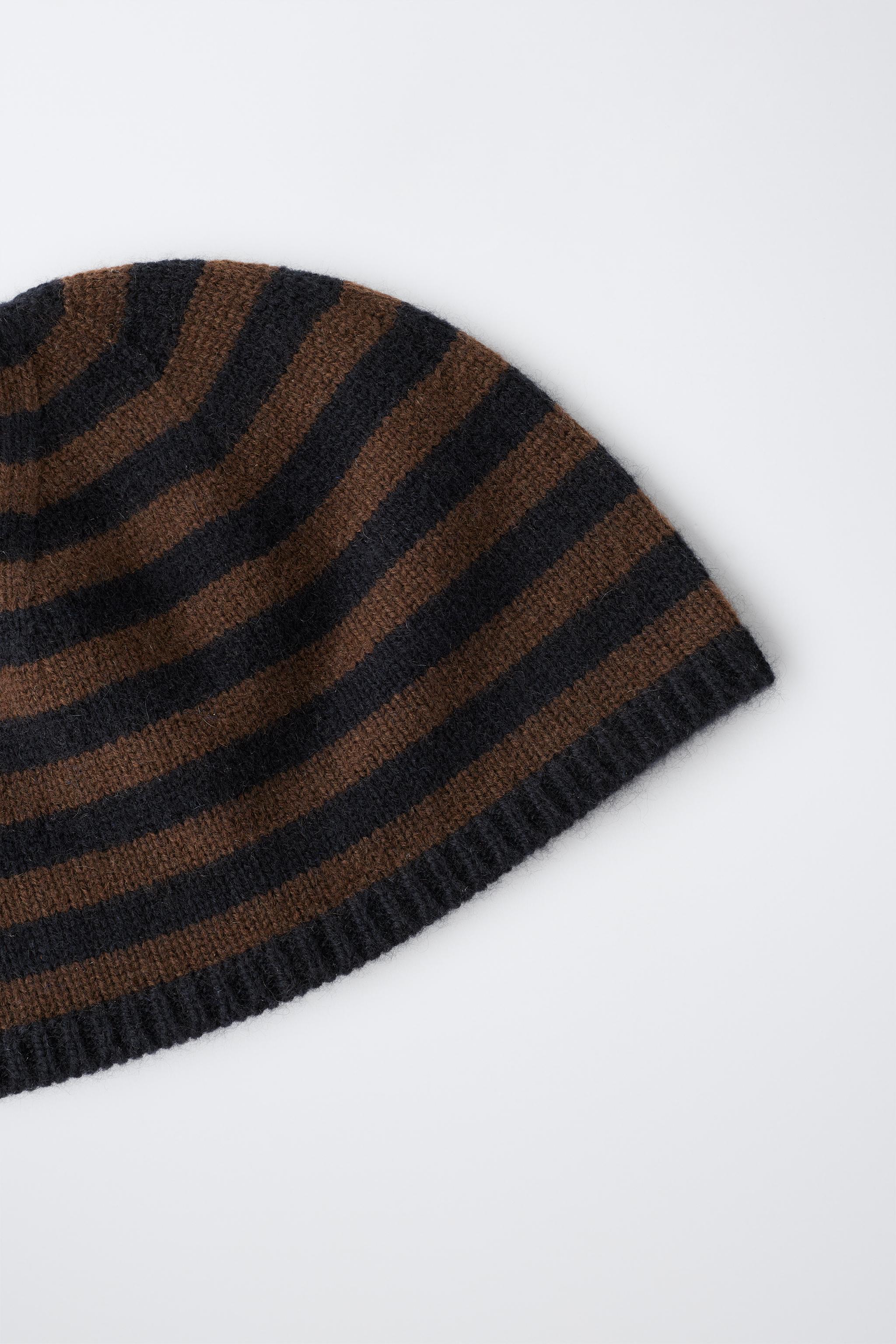 0FR. PARIS X ZARA 100% CASHMERE STRIPED BEANIE