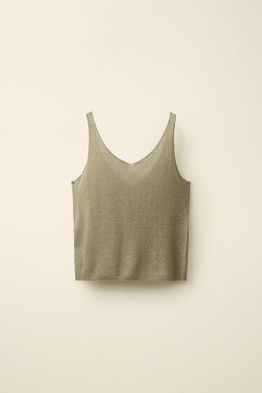 TOP EN MAILLE À BRETELLES CRÉÉ PAR CARAMEL LONDON X ZARA - Kaki de Zara - Image 4
