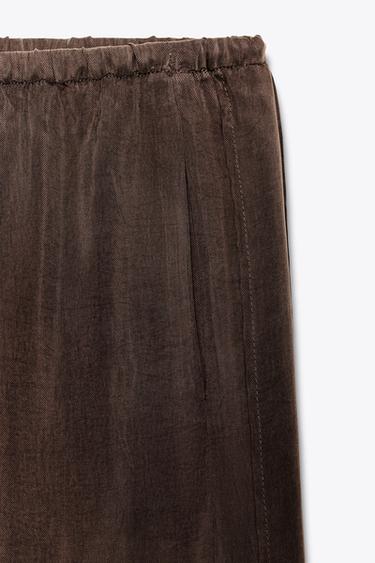 PANTALON À OUVERTURES ZW COLLECTION - Marron foncé de Zara - Image 4