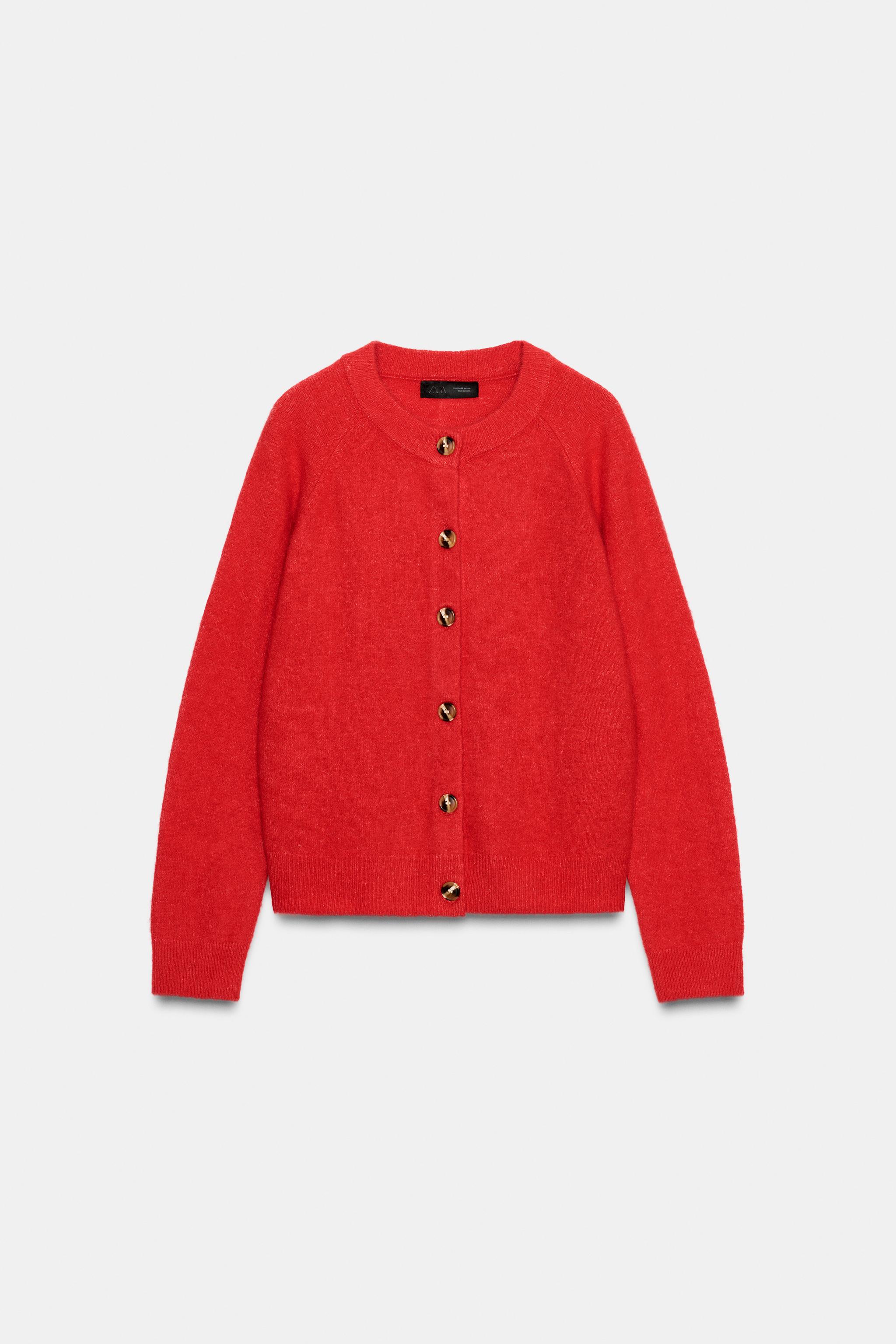WOOL AND ALPACA CARDIGAN - Red | ZARA India