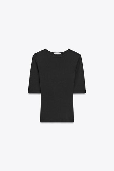 CAMISETA ALGODÓN LAVADA - Negro de Zara - Imagen 0