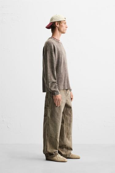 WASHED BOUCLÉ SWEATER - Dark brown by Zara - Image 3