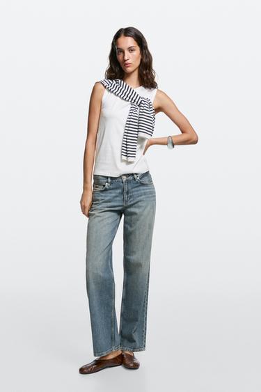 Zara Low-rise straight-leg jeans - Mid-blue - Image 0