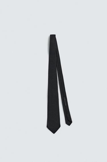 TEXTURED 100% SILK AARON LEVINE X ZARA TIE - Black by Zara