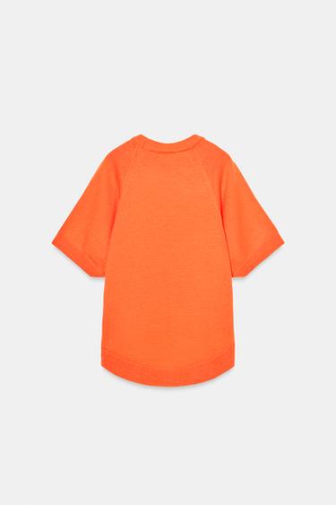 HAUT EN MAILLE MANCHES COURTES - Orange de Zara - Image 6