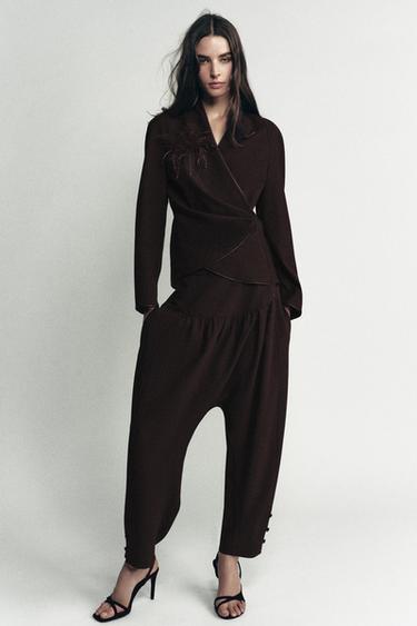 Zara LIMITED EDITION BAGGY PANTS - Dark brown