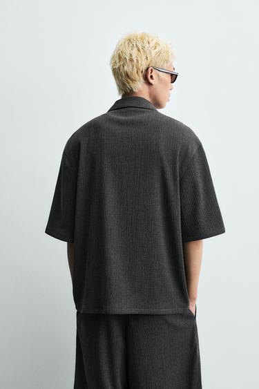 Zara RELAXED FIT EMBOSSED SHIRT - Anthracite Gray