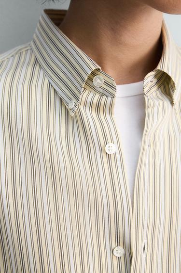 CHEMISE RELAXED FIT À RAYURES - Jaune clair de Zara - Image 4