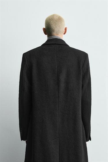 MANTEAU CROISÉ AVEC LAINE - Noir de Zara - Image 2