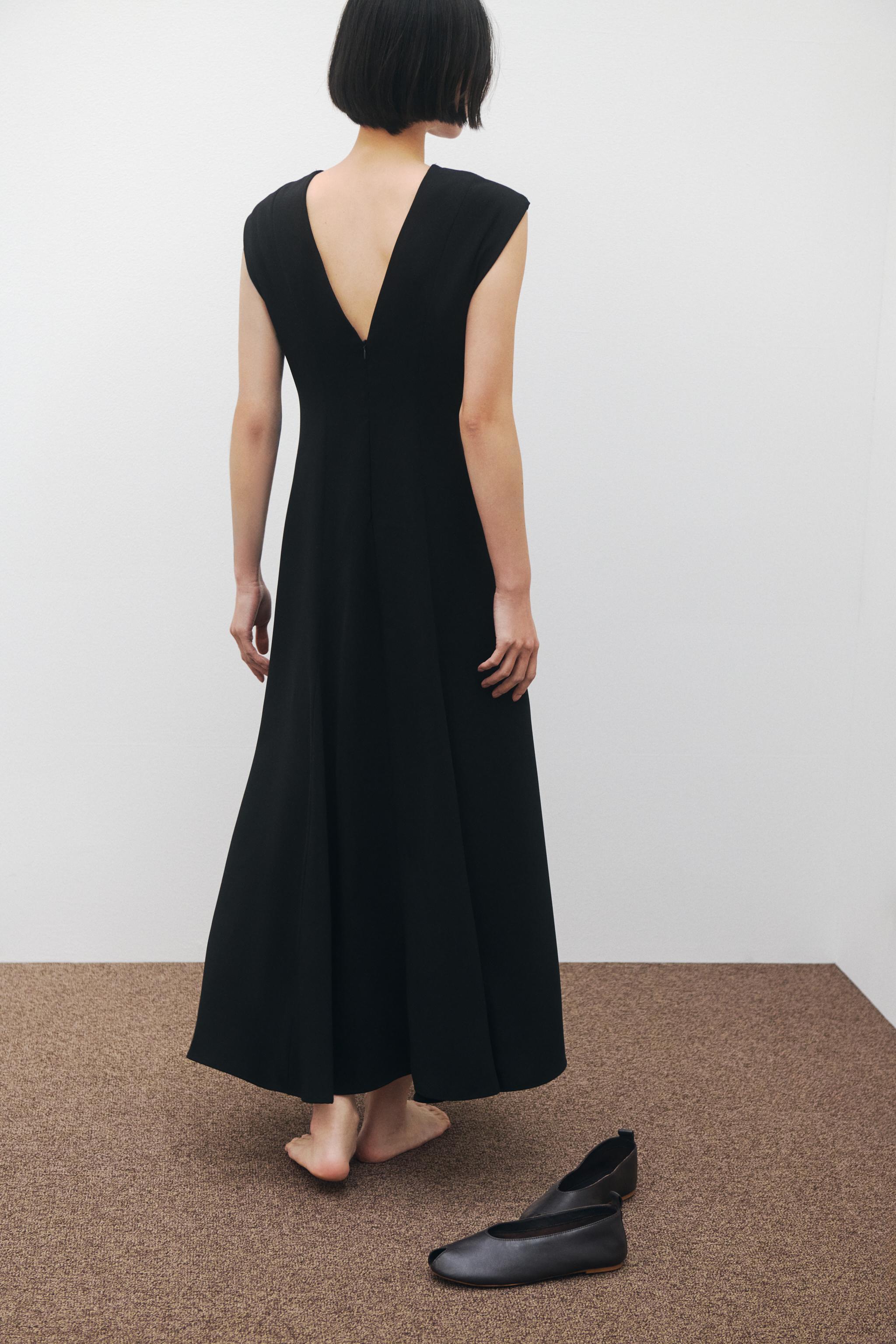 ZW COLLECTION クレープ素材ロングワンピース - ブラック | ZARA