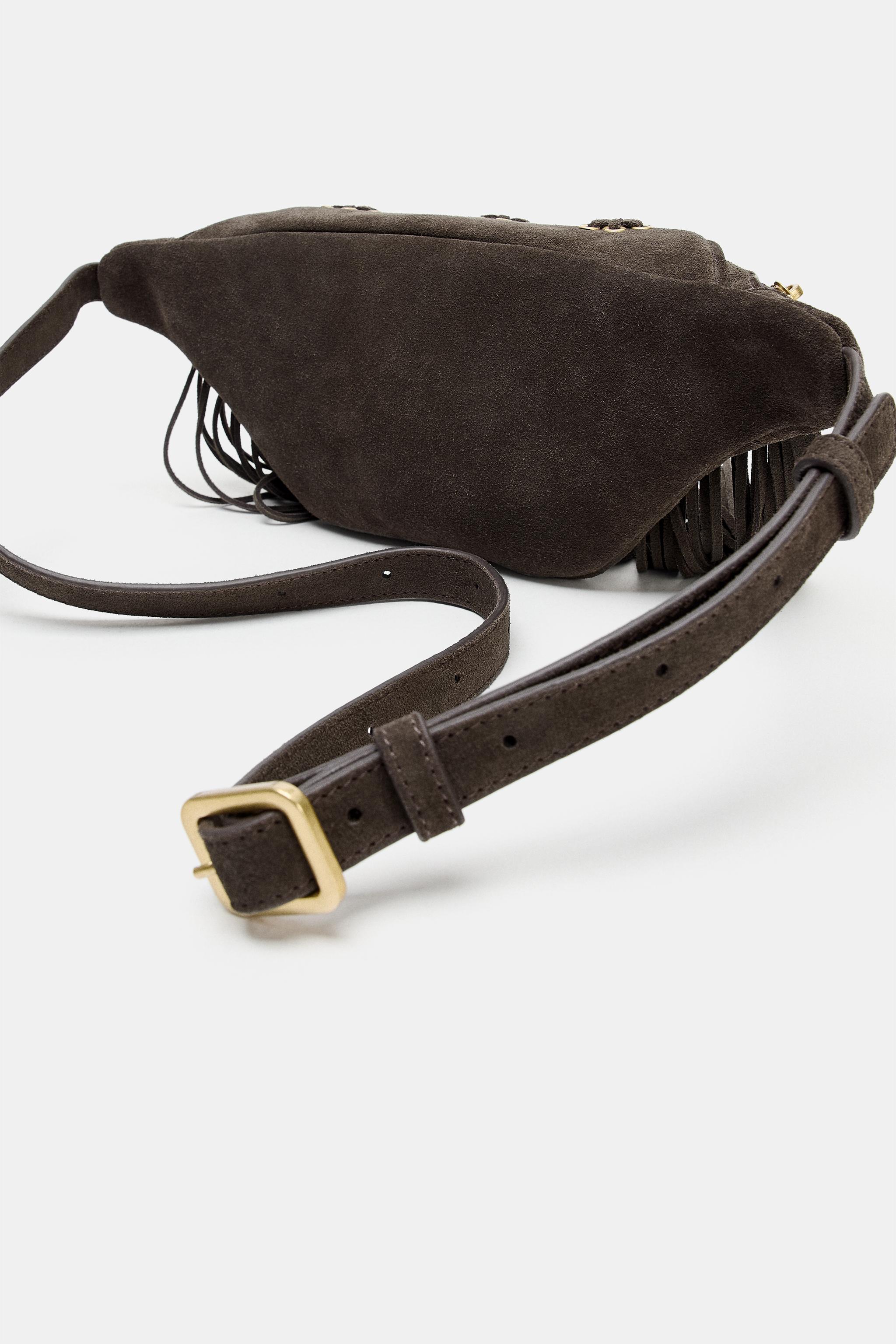 FRINGED SPLIT SUEDE BELT BAG - Brown | ZARA Australia display picture 3