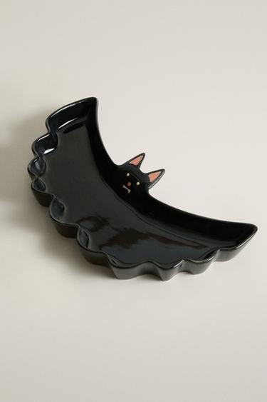KIDS' HALLOWEEN BAT STONEWARE PLATE - Multicoloured by Zara
