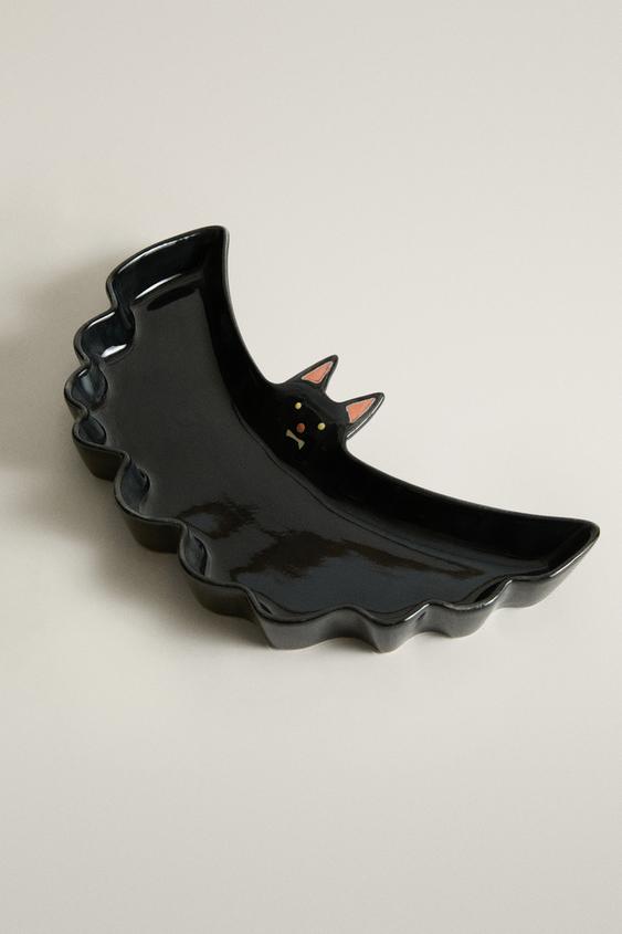 Zara KIDS' HALLOWEEN BAT STONEWARE PLATE - Multicolored - Image 0