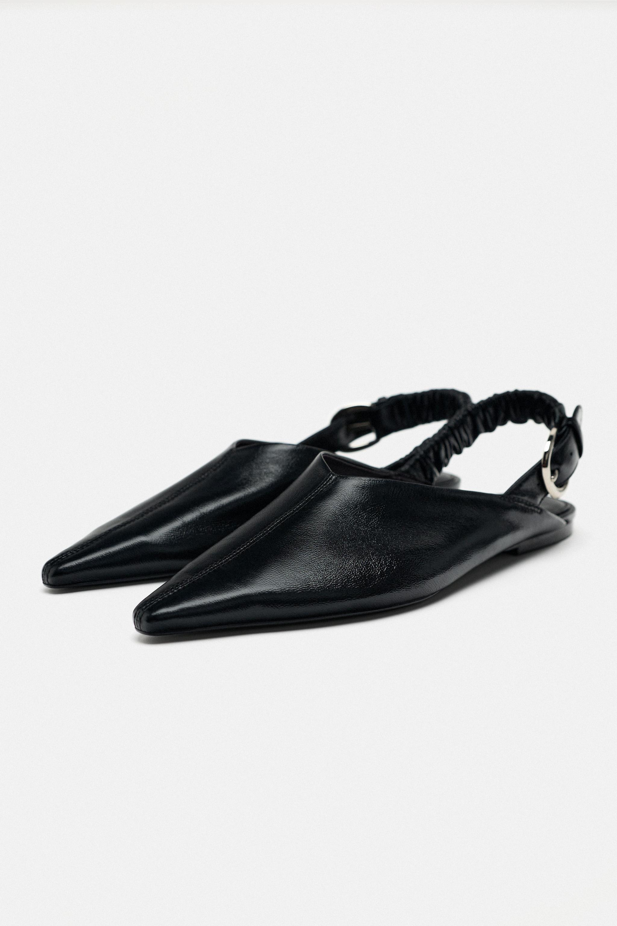 Zara leather slingback shoes Clearance