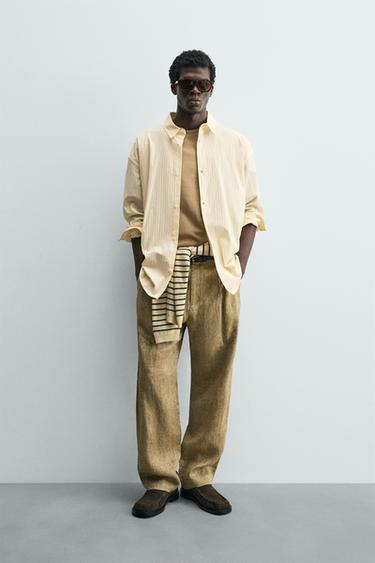 STRIPED TEXTURED SHIRT - Ecru / Beige by Zara - Image 0