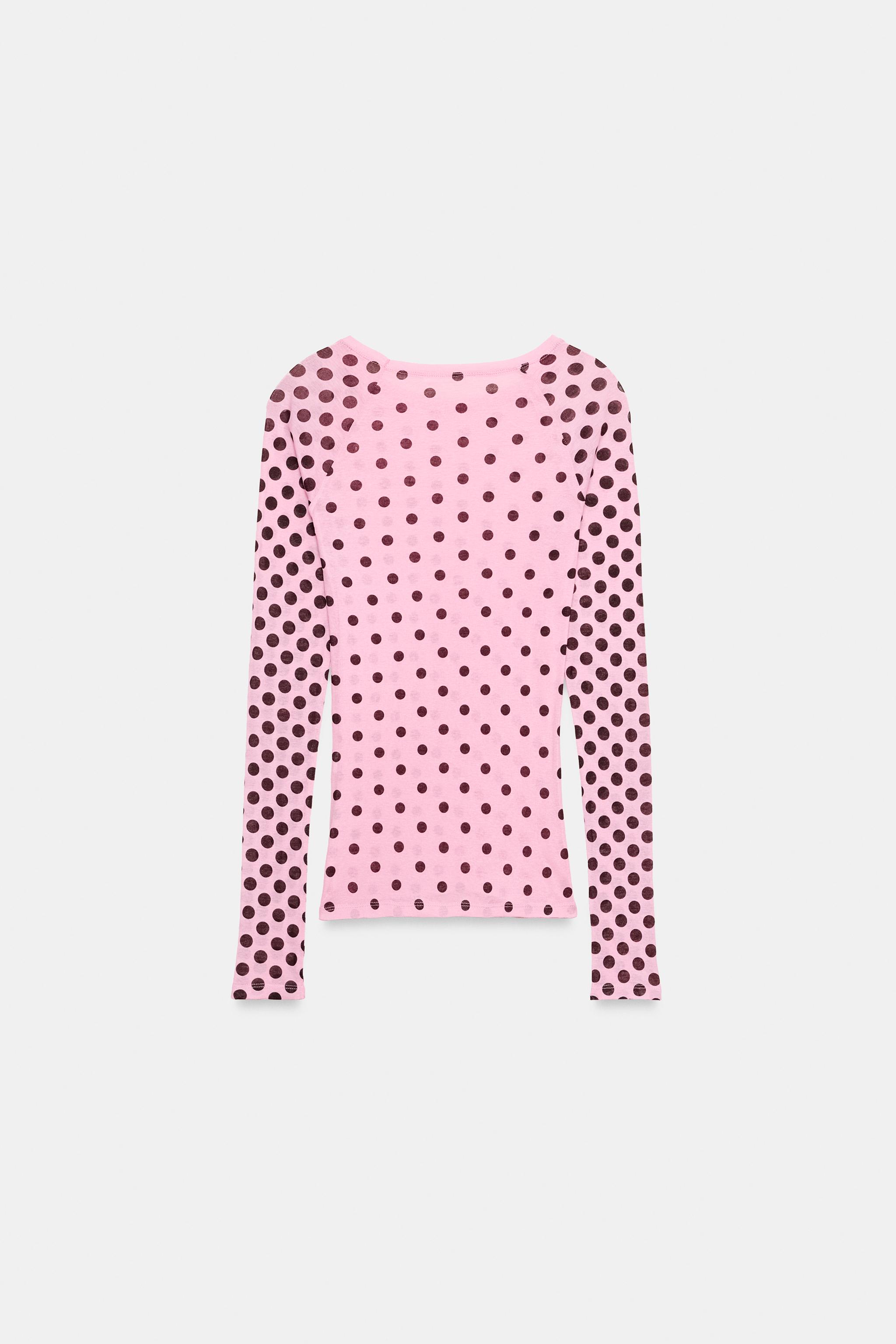 T-SHIRT SUPIMA® MANCHES LONGUES À POIS