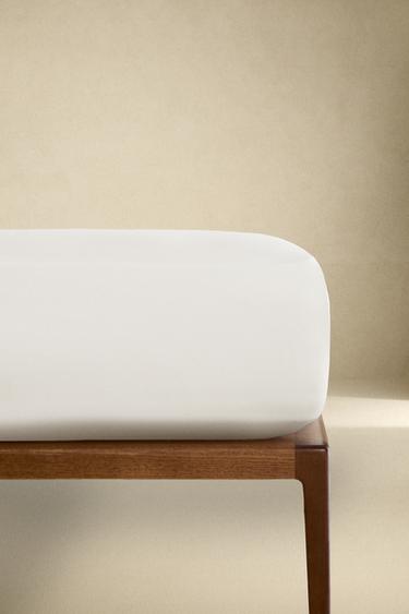 SATEEN FITTED SHEET | 30 CM HIGH (300 THREAD COUNT) - White by Zara - Image 0