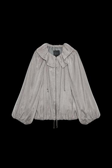Zara ZW COLLECTION FLOWY BOMBER JACKET - Light gray - Image 0