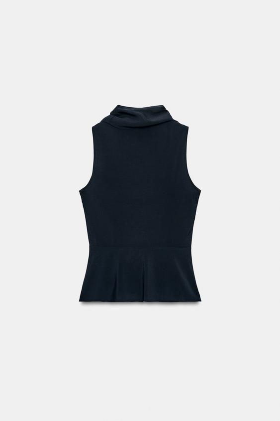SCARF PEPLUM TOP - Navy blue | ZARA United States