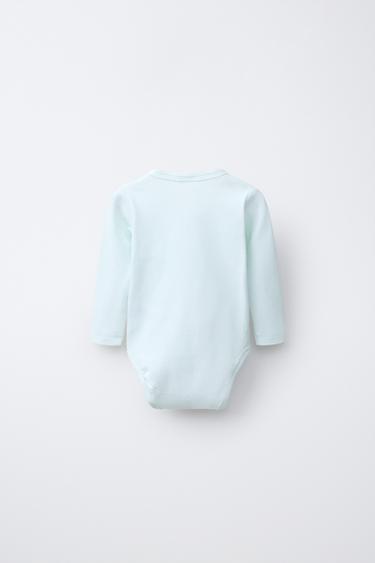 LOT DE TROIS BODYS CÔTELÉS COL KIMONO - Vert d'eau de Zara - Image 2