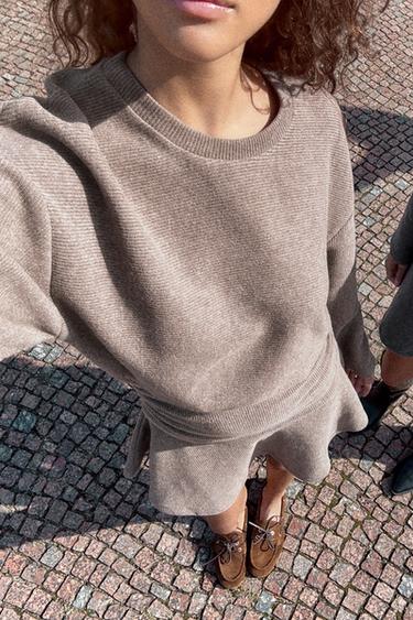 ROBE SWEAT SOFT CEINTURE - Marron clair de Zara - Image 3
