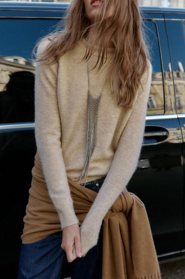 Zara WOOL AND ALPACA SWEATER - Ecru