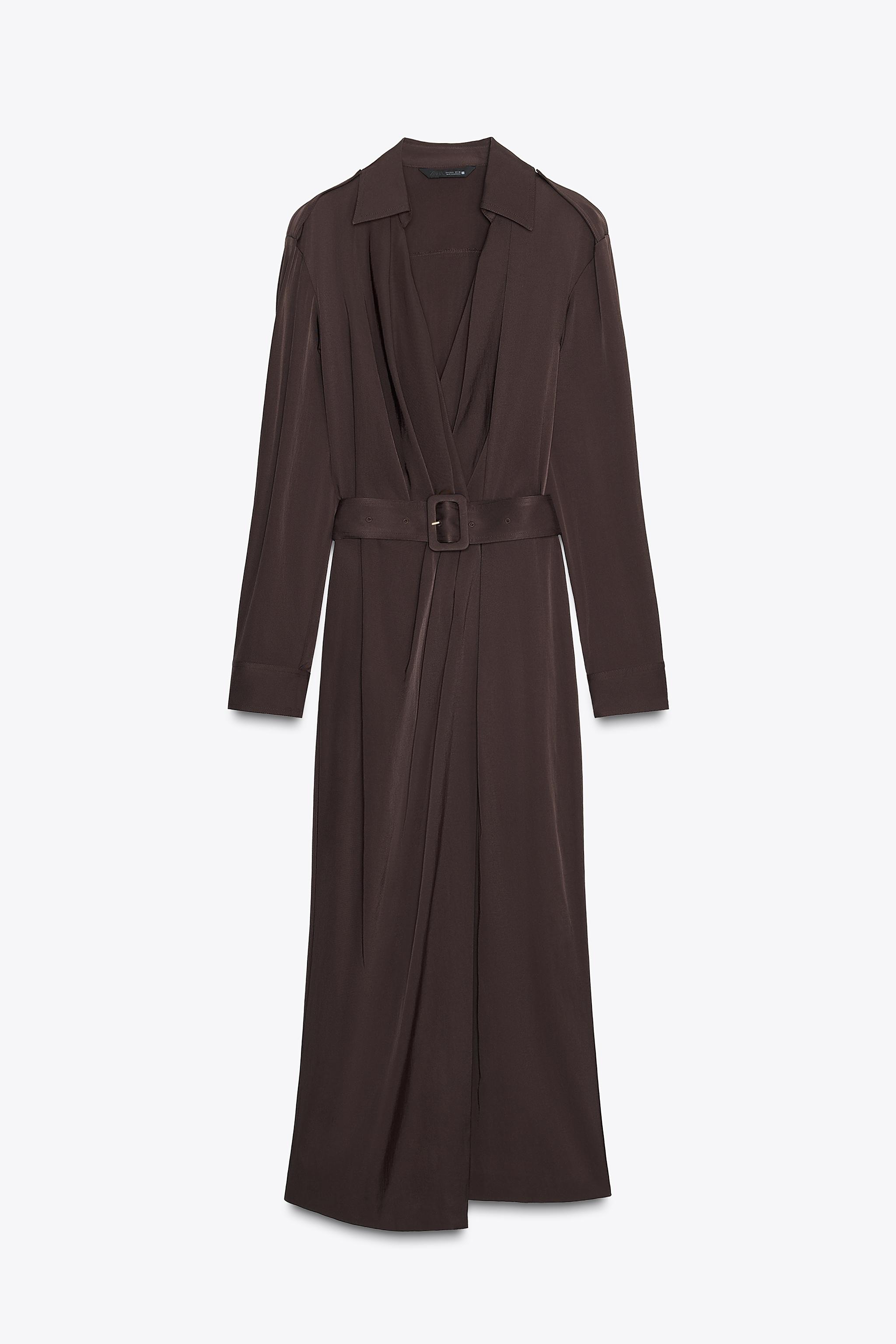 BELTED WRAP MIDI DRESS