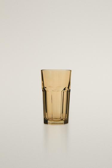 RAISED DESIGN GLASS TUMBLER - Brown by Zara