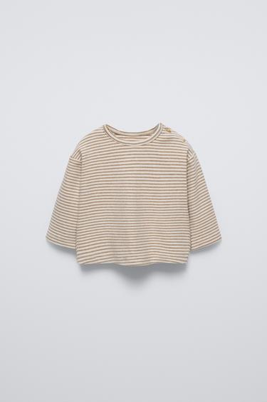 Zara STRIPED SOFT TOUCH SHIRT - Light beige