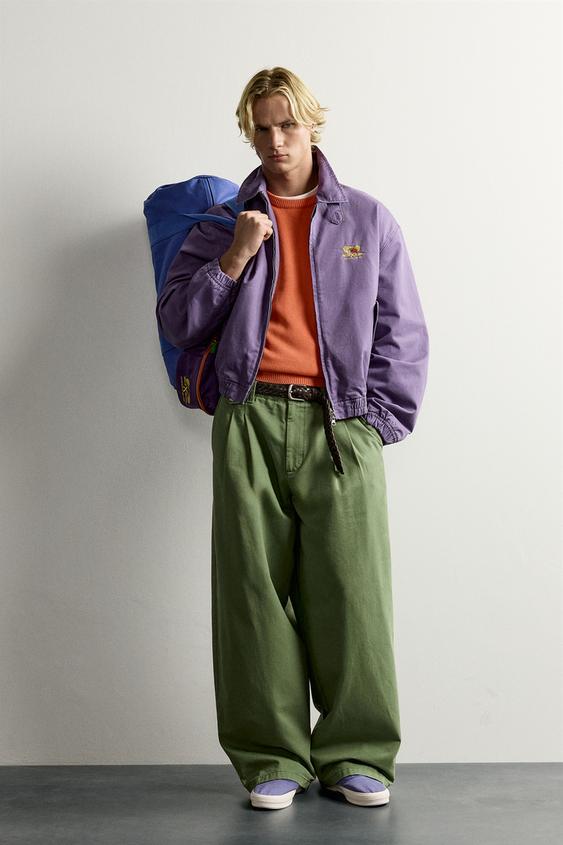 Zara PAMUČNA JAKNA S VEZOM FRUIT OF THE LOOM™ – Ljubičasta – Slika 0