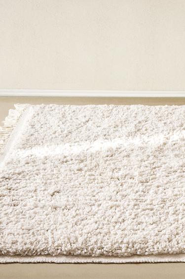 Zara RECTANGULAR TEXTURED COTTON AREA RUG - White