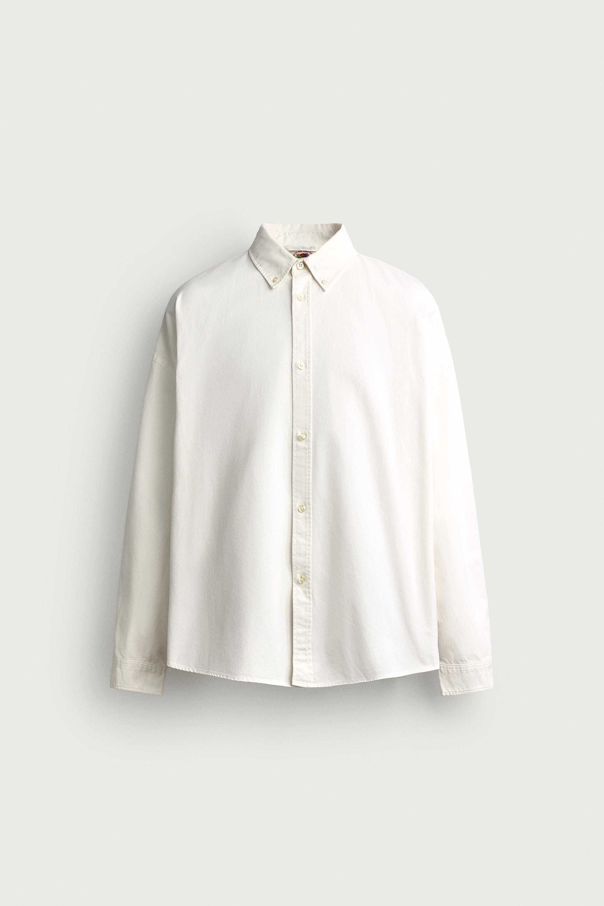 Zara FRUIT OF THE LOOM™ BOXY FIT OXFORD GÖMLEK görsel 6