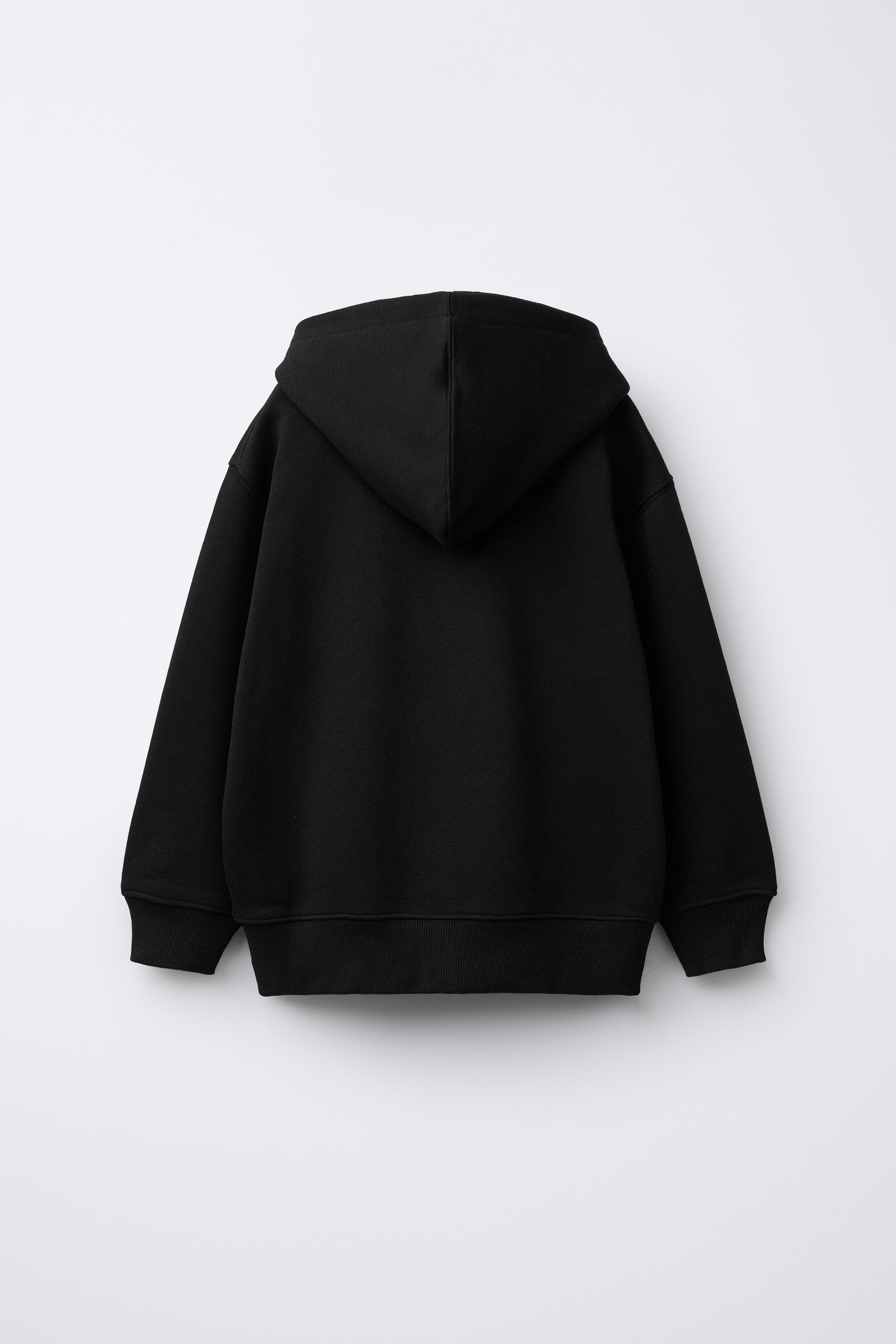ZARA バスケット バッグ ニット ブーツ コート ジャケット シャツ ネオプレンエフェクト フード付きスウェットシャツ - ブラック