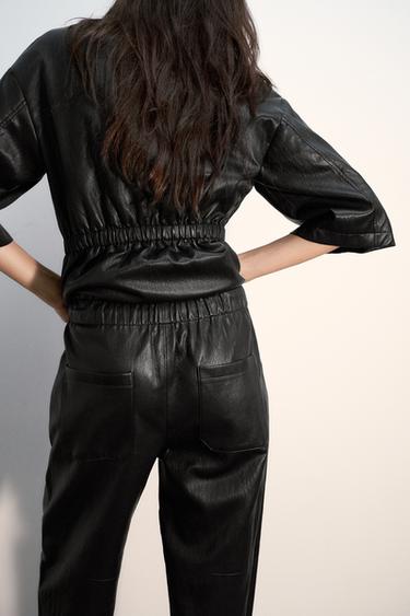 FAUX LEATHER TROUSERS - Black by Zara - Image 4