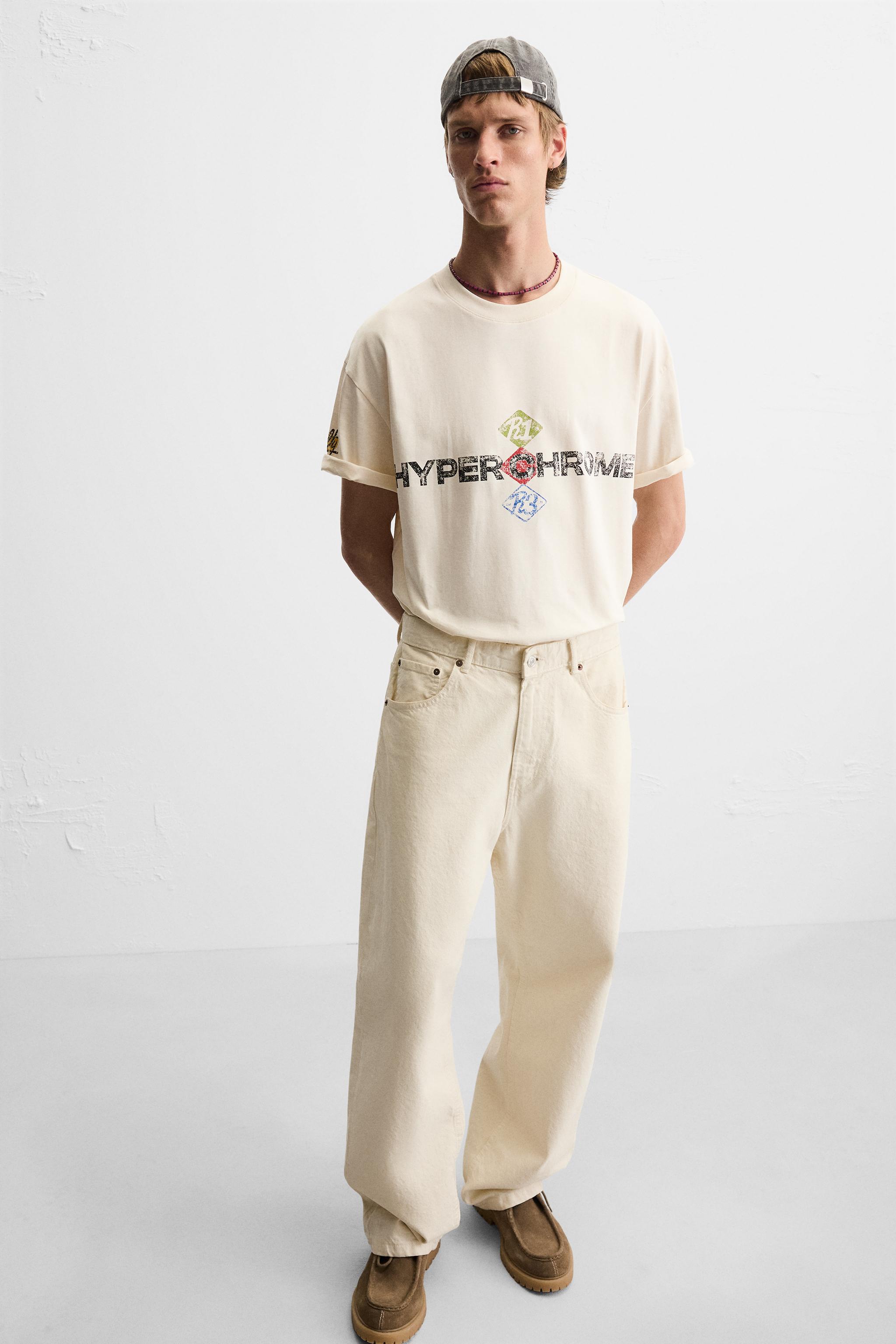 ★ドイツ発*ZARA*新作*コントラストパネルプリントTシャツ★ コントラストプリント Tシャツ - エクリュ | ZARA Japan / 日本