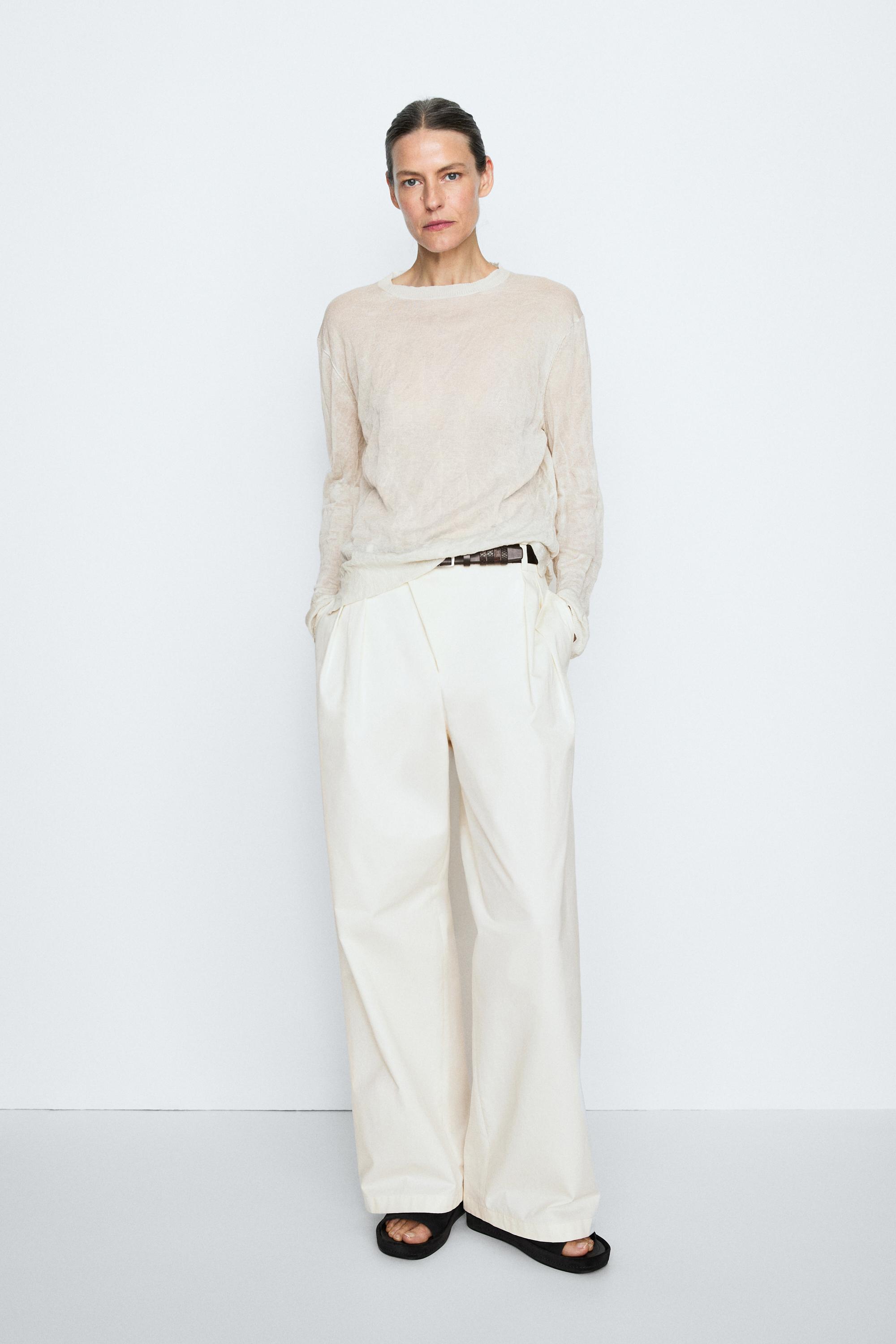 Long sleeve fine knit sweater - STUDIO - Aged silver | ZARA United