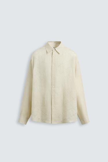 CAMISA 100% LINHO COM ESTAMPADO ABSTRATO LIMITED EDITION - estamp-1 da Zara