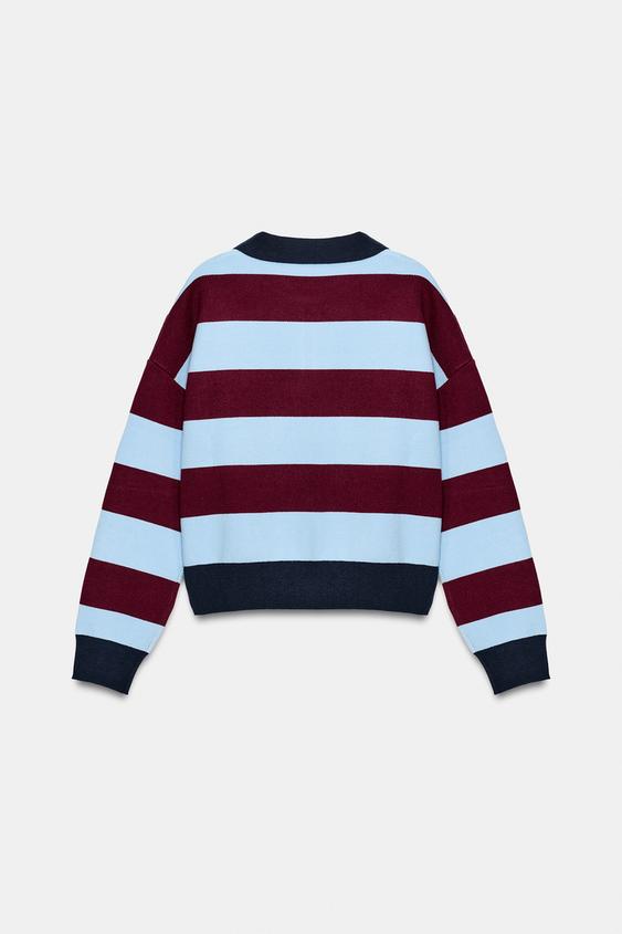 POLO EN MAILLE À RAYURES - rayures de Zara - Image 5
