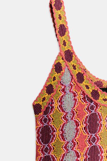 ROBE LONGUE EN MAILLE À FRANGES - Multicolore de Zara - Image 7