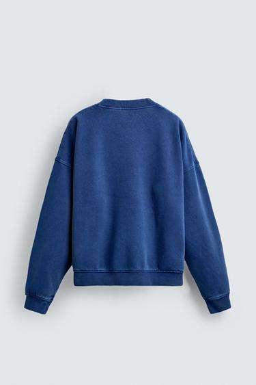 BOXY FIT PRINTED SLOGAN SWEATSHIRT - Navy blue by Zara - Image 7