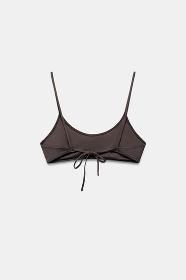TOP BIKINI ARANDELAS - Gris topo de Zara