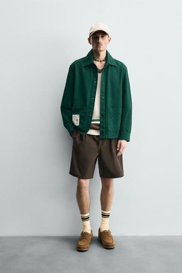 BERMUDA REGULAR FIT COM PREGAS - Marrom da Zara - Imagem 0